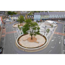 Bespoke benches, seats, curved benches, corten planters, bollards, cycle stands, and water filling station by Larkin Engineering at Donegal Diamond Donegal